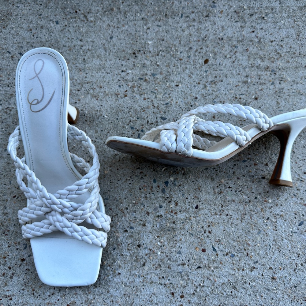 Jessica Simpson White Braided Heels